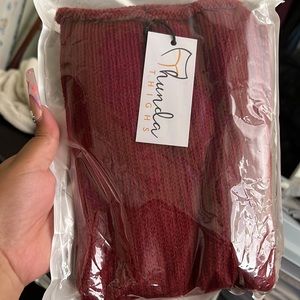 BURGUNDY WINE thigh high socks